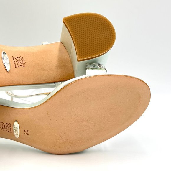 Badgley Mischka Size 8.5 Light Pastel Blue Green Satin Dress Sandals Heels Shoes - Picture 13 of 15